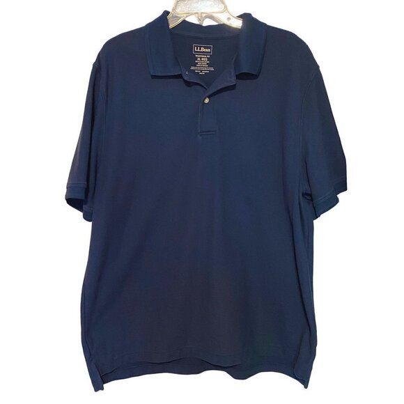 L.L.Bean Traditional Fit 100% Cotton Crew Neck Polo Top Navy Blue Men's XL REG - Picture 1 of 6